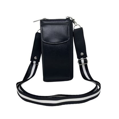 Billetera Bandolera con tira fantasia DA. Negro