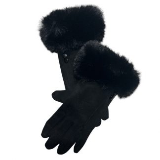 Guantes con Borde de Piel T1201-12 Negro