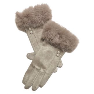 Guantes con Borde de Piel T1201-14 Beige