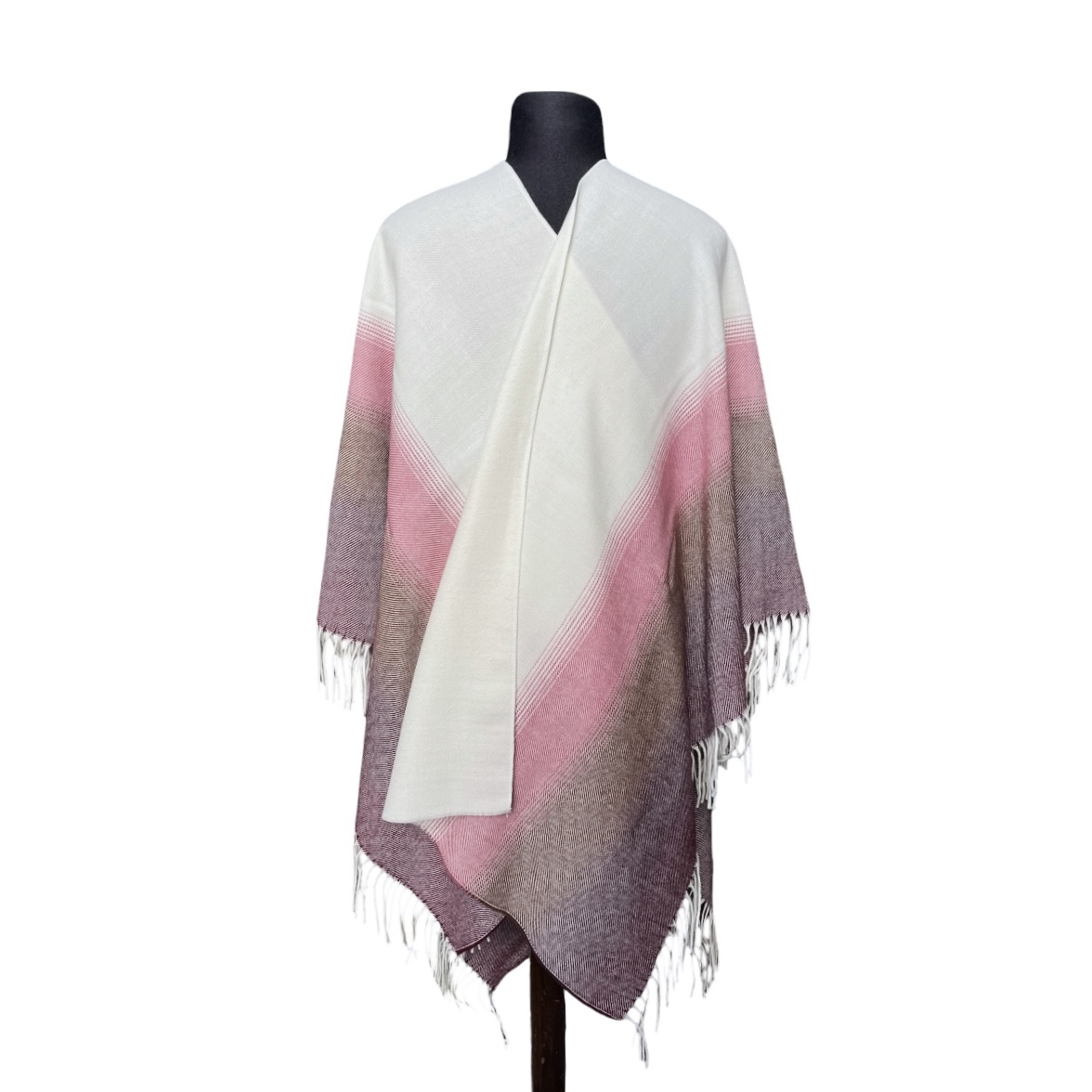 Ruana Atravesada Degrade Bordó