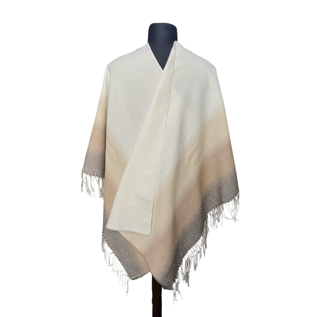 Ruana Atravesada Degrade Marrón