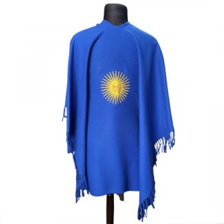 Ruana Atravesada Con Bordado Sol de Mayo - Azul Francia