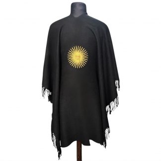 Ruana Atravesada Con Bordado Sol de Mayo - Negro