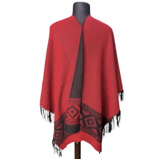 Ruana Atravesada Guarda Pampa Fa. 26 Rojo y Negro
