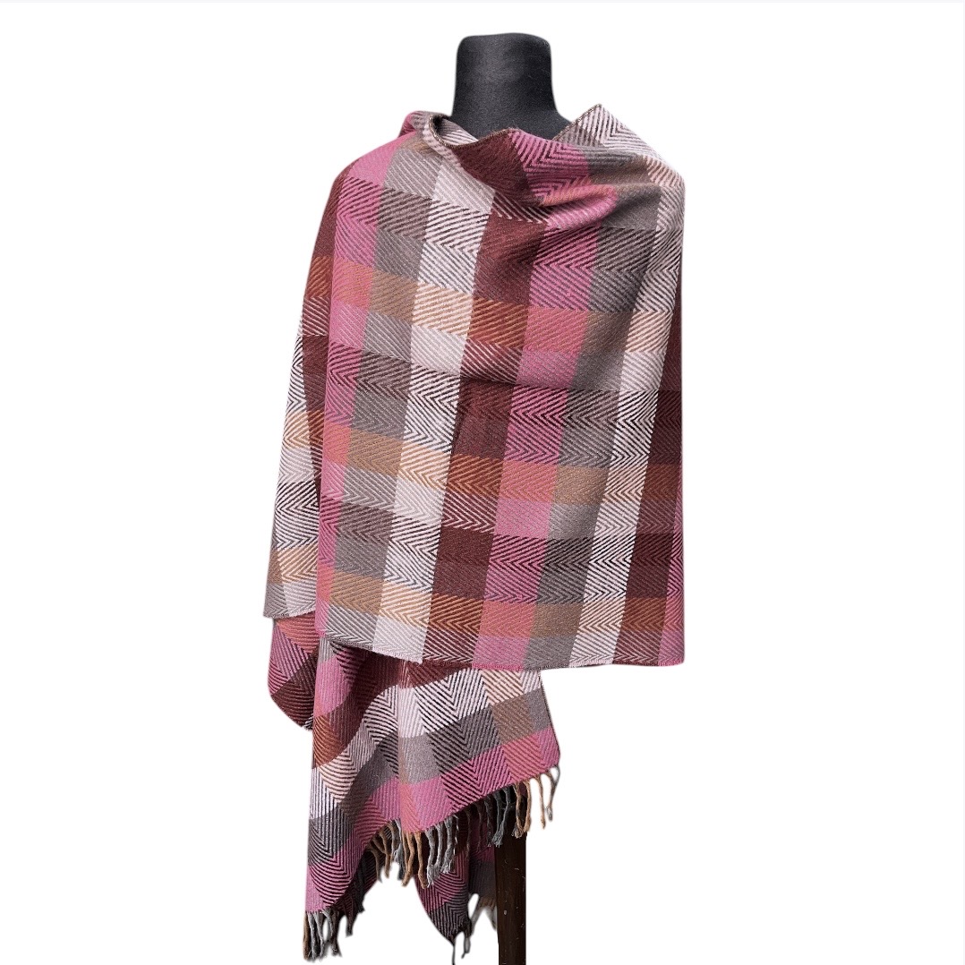 Ruana Espigada Square Fa. 26 Rosa/Gris - Image 2