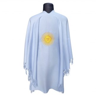 Ruana Atravesada Con Bordado Sol de Mayo - Celeste